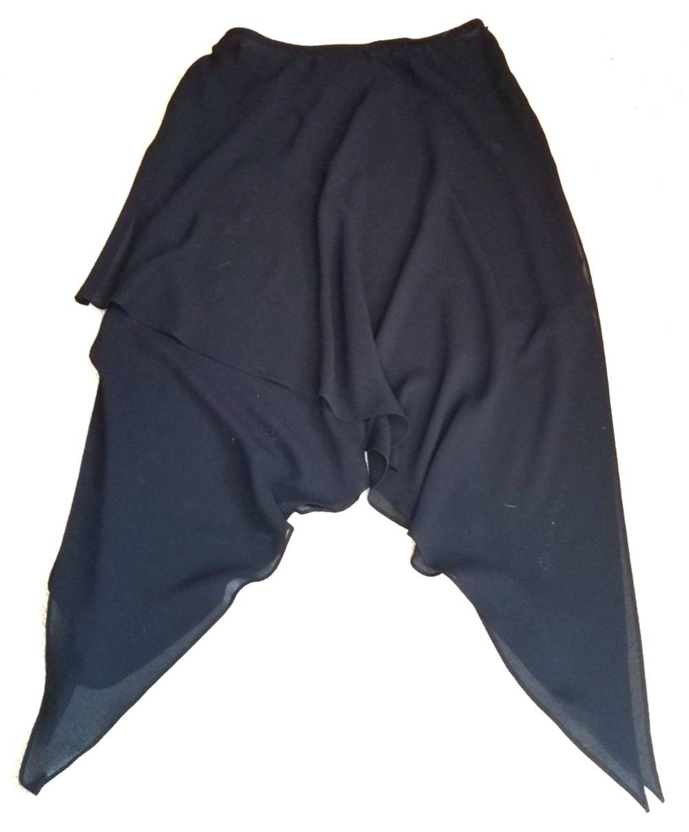 VINTAGE Womens Skirt-J RIBKOFF-black chiffon asymmetrical layered lagenlook-L